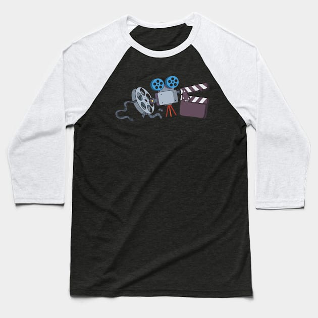 Filmmakers and Film Fans Popcorn Design Baseball T-Shirt by Luxara